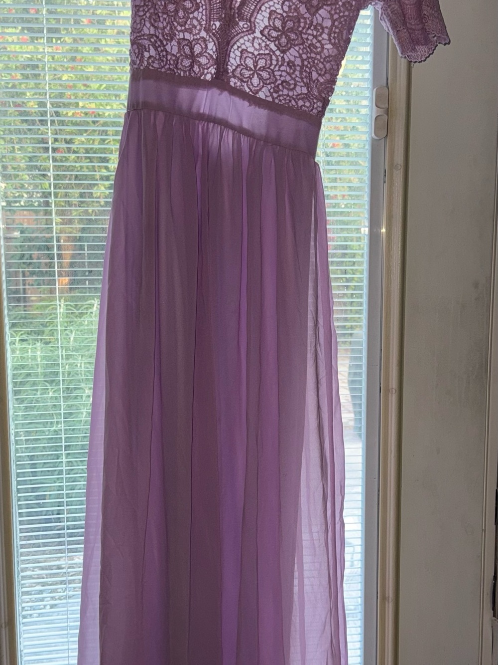 Club L London Lavender Lace Chiffon Maxi Dress